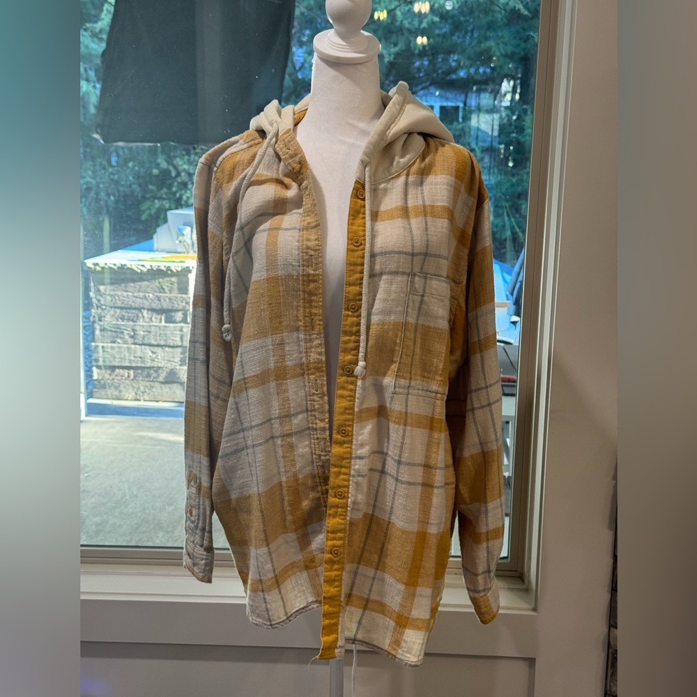 American Eagle Plaid Hooded Lightweight Shacket XXL